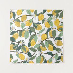 Yellow Lemons, Tropical Seamless Print. Tapestry