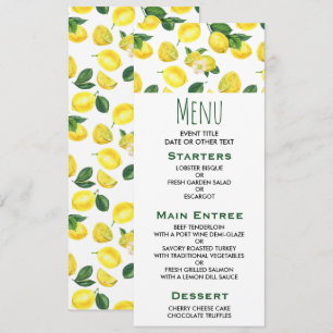 Yellow Lemons Watercolor Fruit Pattern Invitation