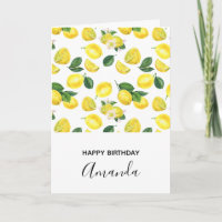 Yellow Lemons Watercolor Pattern Birthday