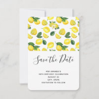 Yellow Lemons Watercolor Pattern Birthday