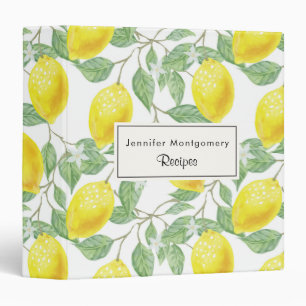 Yellow Lemons with Green Leaves Pattern Binder