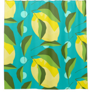 Yellow lemons with green leaves seamless pattern w