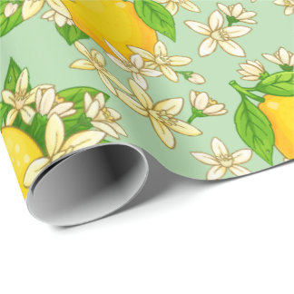 yellow lemons wrapping paper