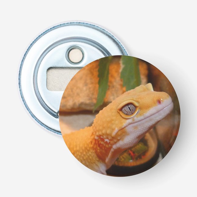 Yellow Leopard Gecko Lizard Bottle Opener (Front)