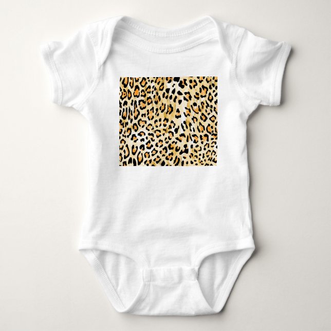 Yellow leopard, hand-drawn. baby bodysuit (Front)