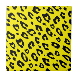 Yellow leopard pattern wild exotic animal print tile
