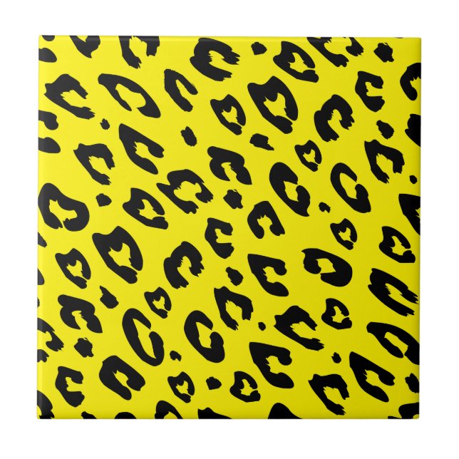 Yellow leopard pattern wild exotic animal print tile (Front)
