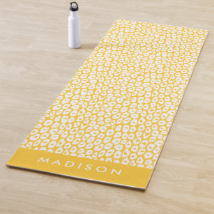 Yellow Leopard Print Personalized Yoga Mat