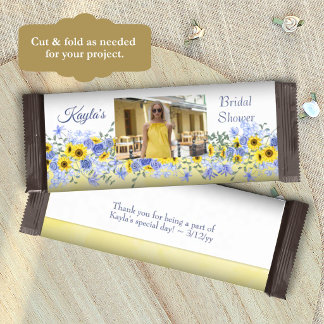 Yellow, Light Blue Bridal Shower Candy Bar Label Flyer