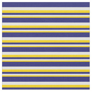 Yellow, Light Cyan & Midnight Blue Coloured Lines Fabric