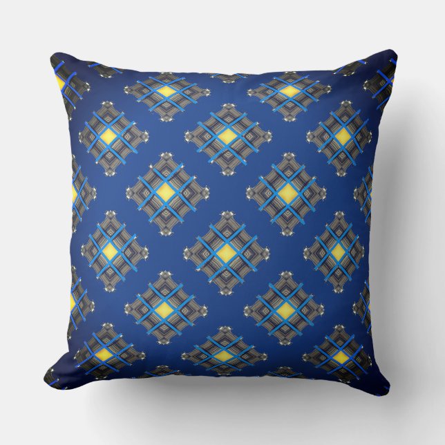 Yellow Light Lantern over Royal Blue Layer  Throw Pillow (Front)