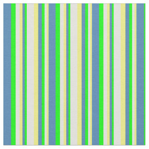 Yellow, Light Yellow, Lime & Blue Coloured Stripes Fabric