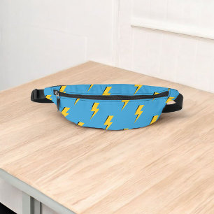 Yellow Lightning Blue Background Y2K Pattern Fanny Pack