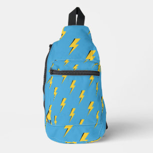 Yellow Lightning Blue Background Y2K Pattern Sling Bag