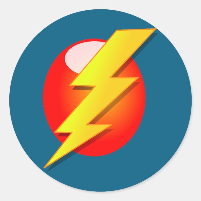 yellow lightning bolt classic round sticker (Front)