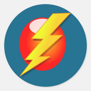 yellow lightning bolt classic round sticker