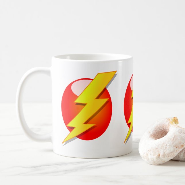 yellow lightning bolt coffee mug (With Donut)