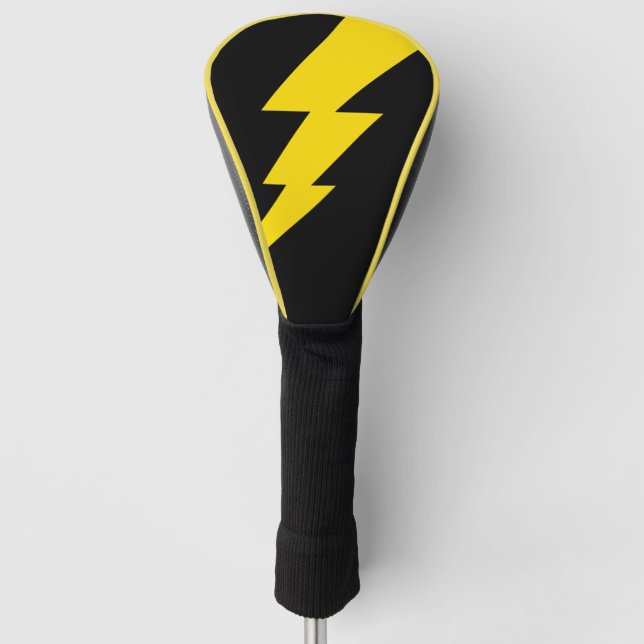 Yellow Lightning Bolt Golf Head Cover (Front)