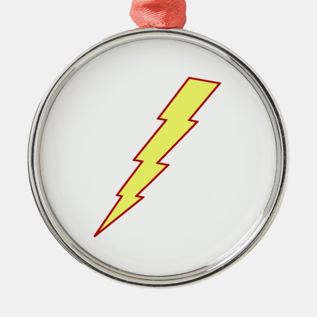 Yellow Lightning Bolt Metal Ornament (Front)