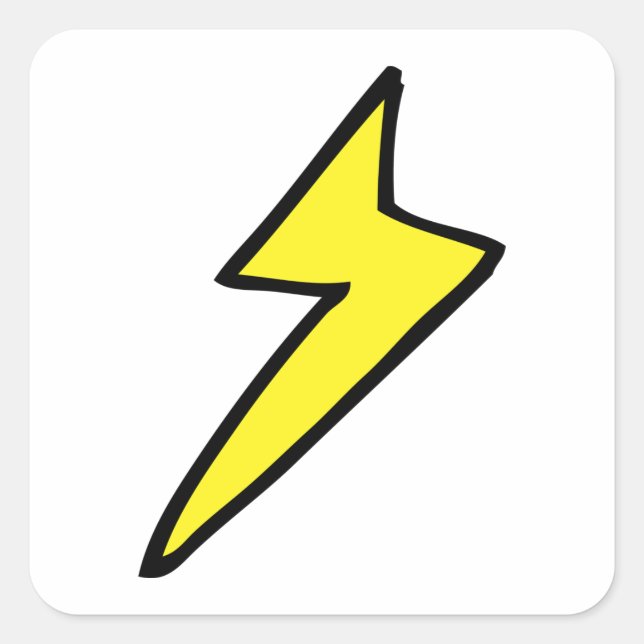 Yellow Lightning Bolt Square Sticker (Front)