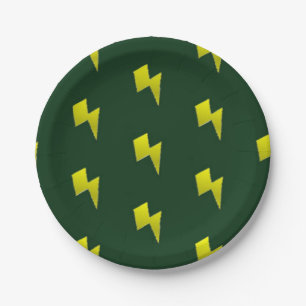 Yellow lightning bolts pattern paper plate