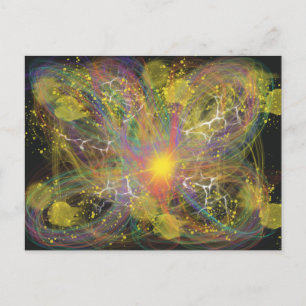 Yellow lightning Starburst Fantasy Abstract Art Postcard
