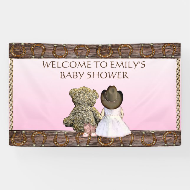 Yellow Lil' Cowgirl Personalized Baby Shower   Banner (Horizontal)