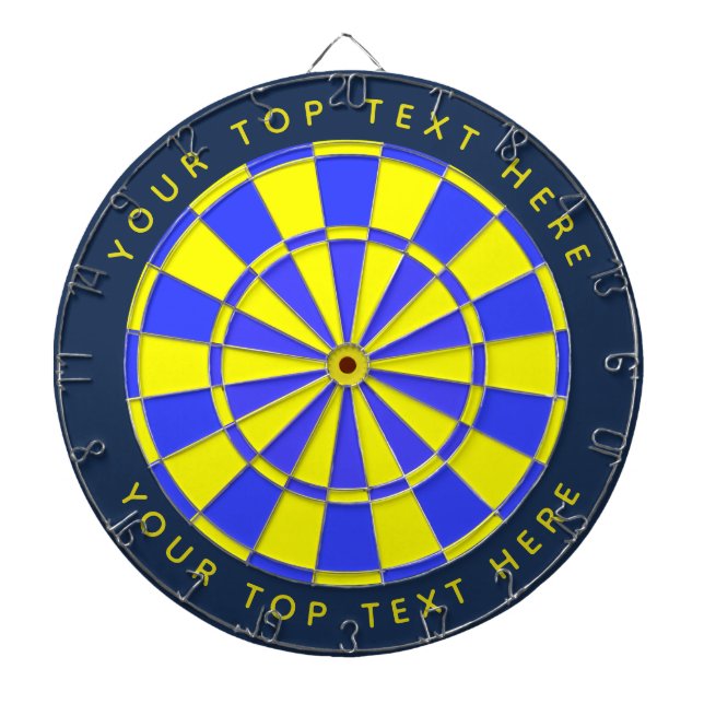 Yellow, lilac ,blue with custom text dartboard (Front)