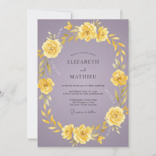 Yellow Lilac Rose Wedding Invitation