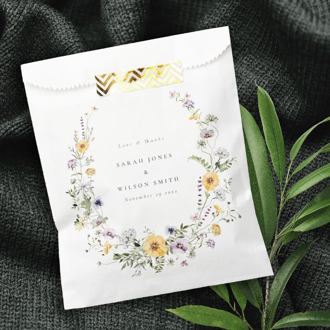 Yellow Lilac Wildflower Wreath Wedding Thank You Favour Bag (Creator Uploaded)