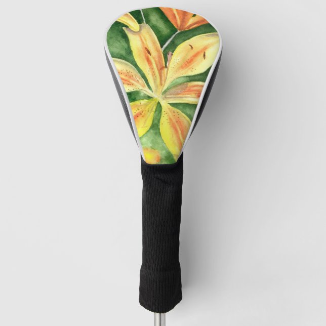 Yellow lilies in the garden  golf head cover (Front)