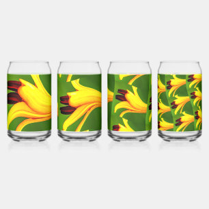 Yellow Lilies Pattern Can Glass