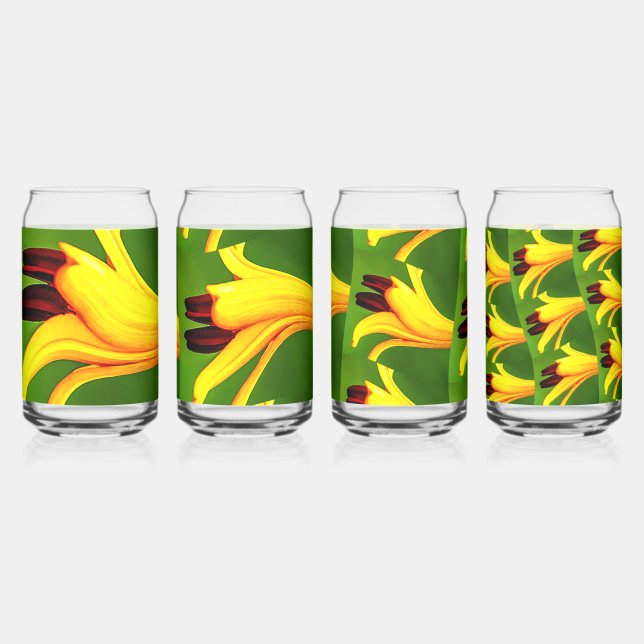 Yellow Lilies Pattern Can Glass (Left)