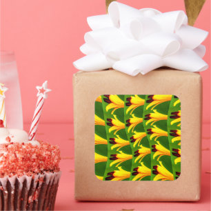 Yellow Lilies Pattern Square Sticker