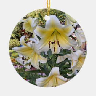 Yellow Lilly Glass Ceramic Ornament