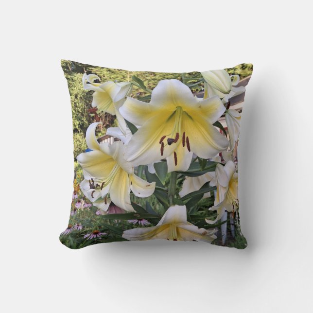 Yellow Lilly Glass Throw Pillow (Front)