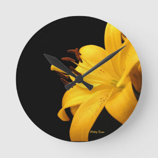 Yellow Lilly Round Clock
