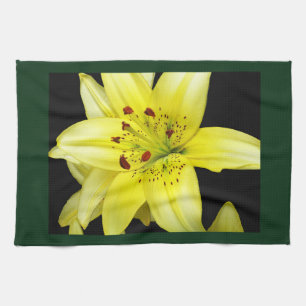 Yellow Lily Close-up Kitchen Towel