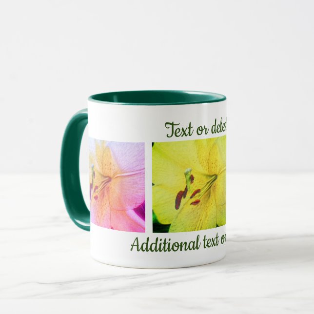 Yellow Lily Colours Floral Pencil Art Personalized Mug (Front Left)
