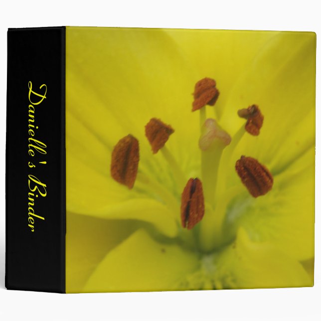 Yellow Lily Floral Custom Binder (Front/Spine)