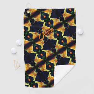 Yellow Lily Flower Abstract Pattern Personalized Golf Towel