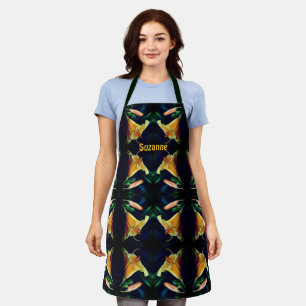 Yellow Lily Flower Abstract Personalized Apron