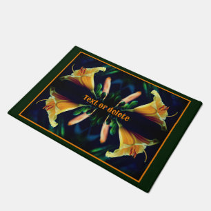 Yellow Lily Flower Abstract Personalized Doormat
