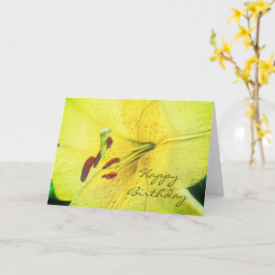 Yellow Lily Flower Art Birthday  Card