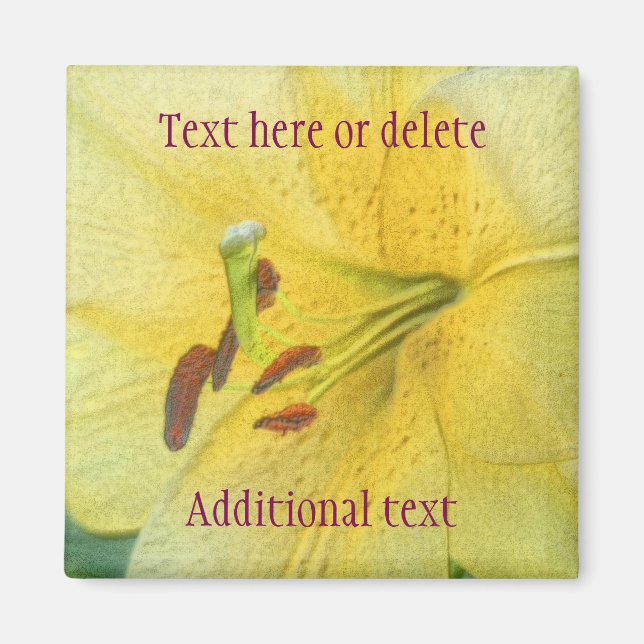 Yellow Lily Flower Art Personalized Magnet (Front)