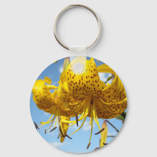 Yellow Lily Flower keychain for her custom