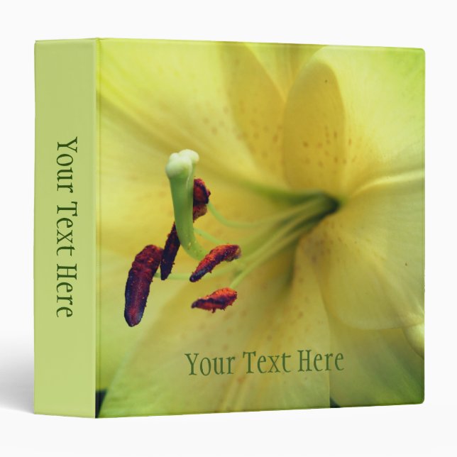 Yellow Lily Flower Nature Personalized Binder (Front/Spine)