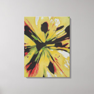 Yellow Lily flower original colourful abstract art Canvas Print
