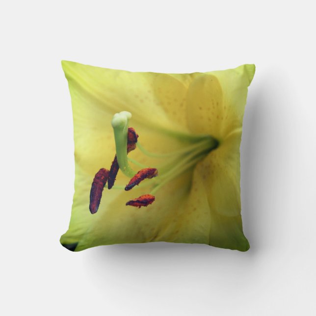 Yellow Lily Flower Up Close   Throw Pillow (Front)
