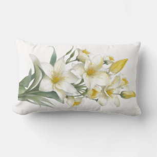 Yellow Lily Flowers Lumbar Pillow